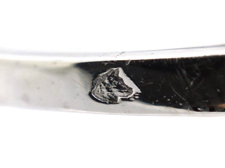 French Art Deco Platinum, Onyx & Diamond Oval Ring