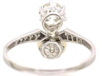 Edwardian Platinum Ring set with a Diamond & Natural Saltwater Pearl