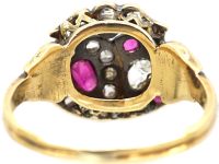 Victorian 18ct Gold Double Heart Ring set with Rubies & Diamonds