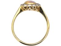 Edwardian 18ct Gold & Platinum, Opal & Diamond Oval Cluster Ring