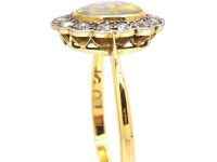 Edwardian 18ct Gold & Platinum, Opal & Diamond Oval Cluster Ring