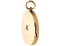 Edwardian 9ct Gold Back & Front Round Locket set with a Rose Diamond