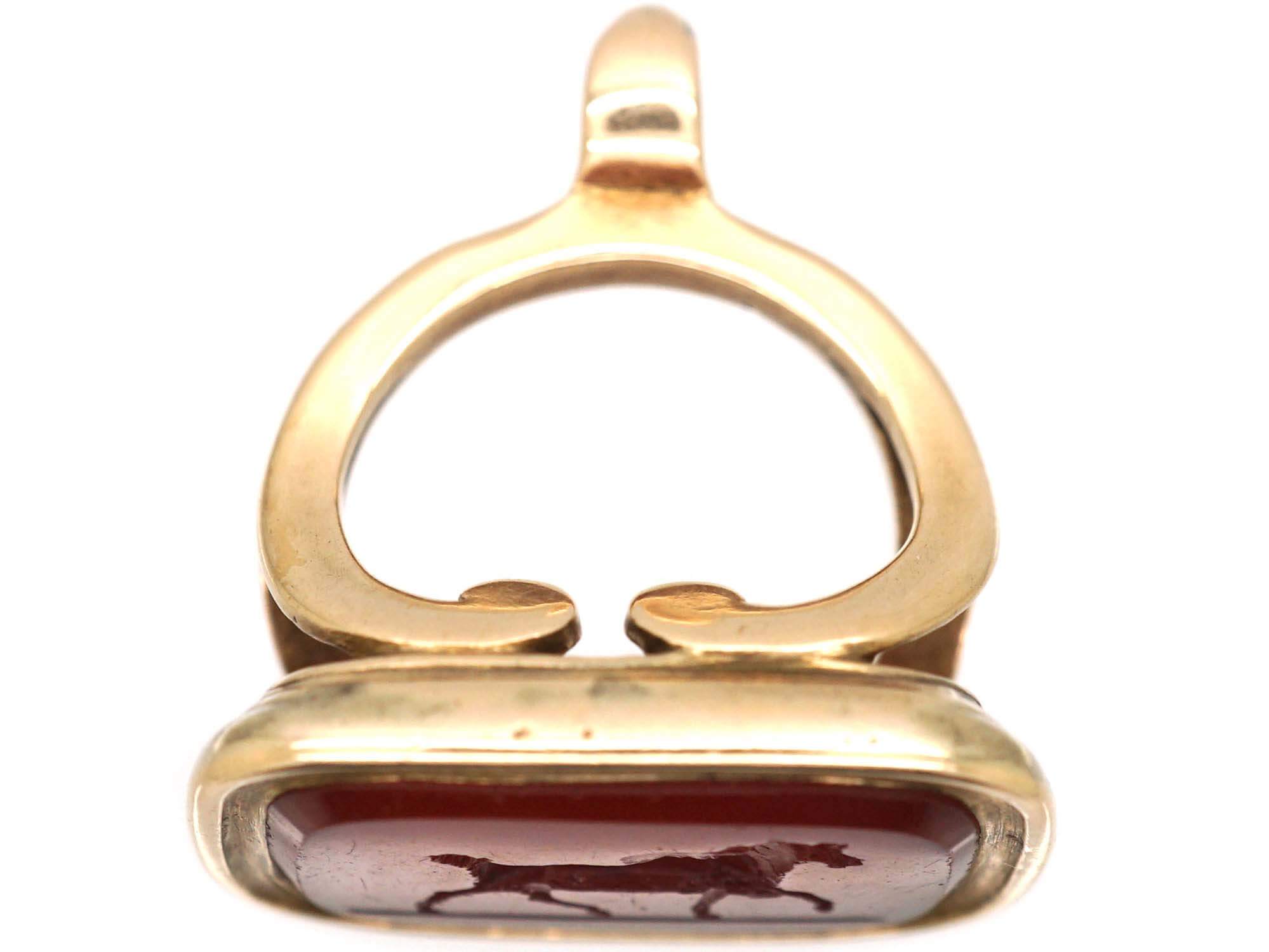 Georgian Gold Cased Seal with Carnelian Intaglio of a Horse