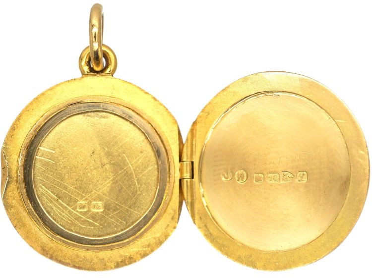 Edwardian 18ct Gold Slim Round Locket