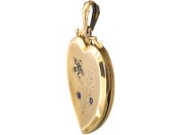 Edwardian Large 9ct Back & Front Heart Shaped Locket with Flower Motif