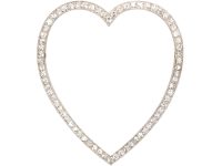 Edwardian Platinum Large Heart Shaped Brooch set with Diamonds