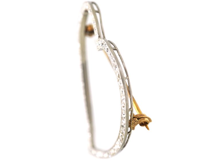 Edwardian Platinum Large Heart Shaped Brooch set with Diamonds