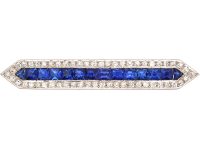 Art Deco Platinum, Sapphire & Diamond Shuttle Shape Brooch