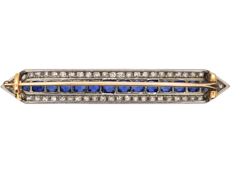 Art Deco Platinum, Sapphire & Diamond Shuttle Shape Brooch