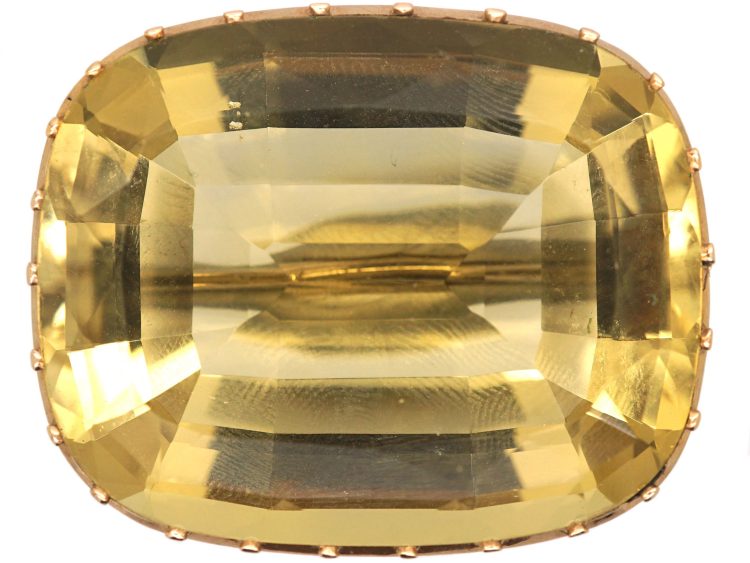 Georgian 9ct Gold Large Rectangular Citrine Brooch