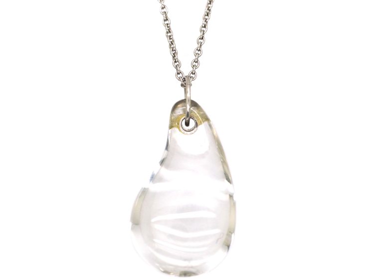 Tiffany & Co Rock Crystal TearDrop Pendant on Tiffany Platinum Chain
