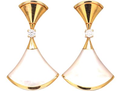 18ct Gold Diva's Dream Earrings set with Mother of Pearl & Diamonds by Bulgari