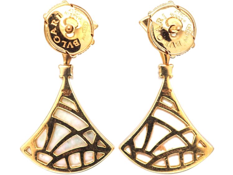 18ct Gold Diva's Dream Earrings set with Mother of Pearl & Diamonds by Bulgari
