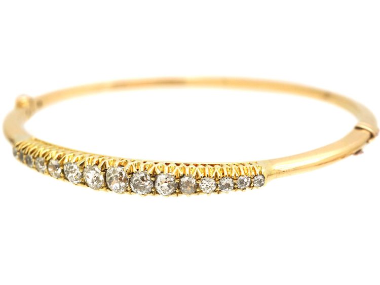 Edwardian 15ct Gold Bangle set with Diamonds