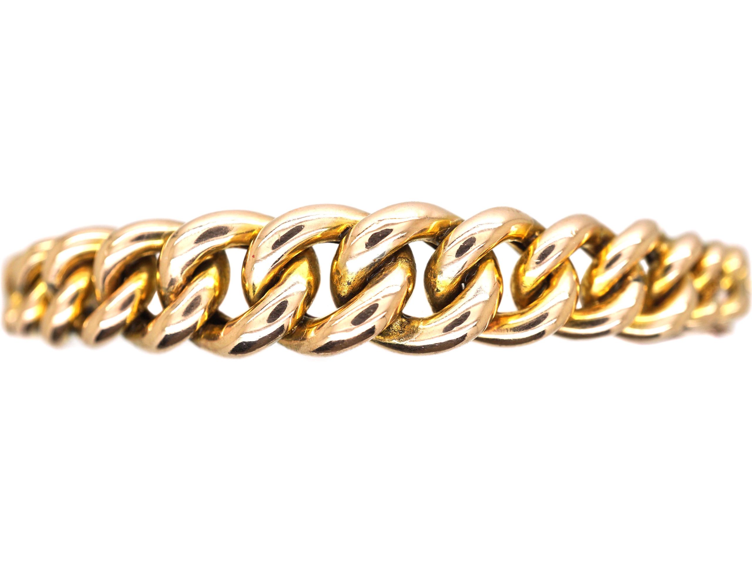Edwardian 9ct Gold Curb Design Bangle