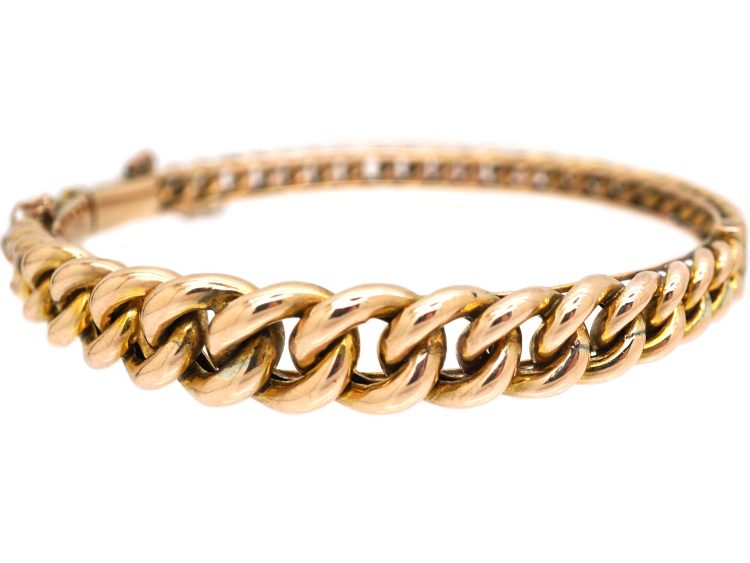 Edwardian 9ct Gold Curb Design Bangle