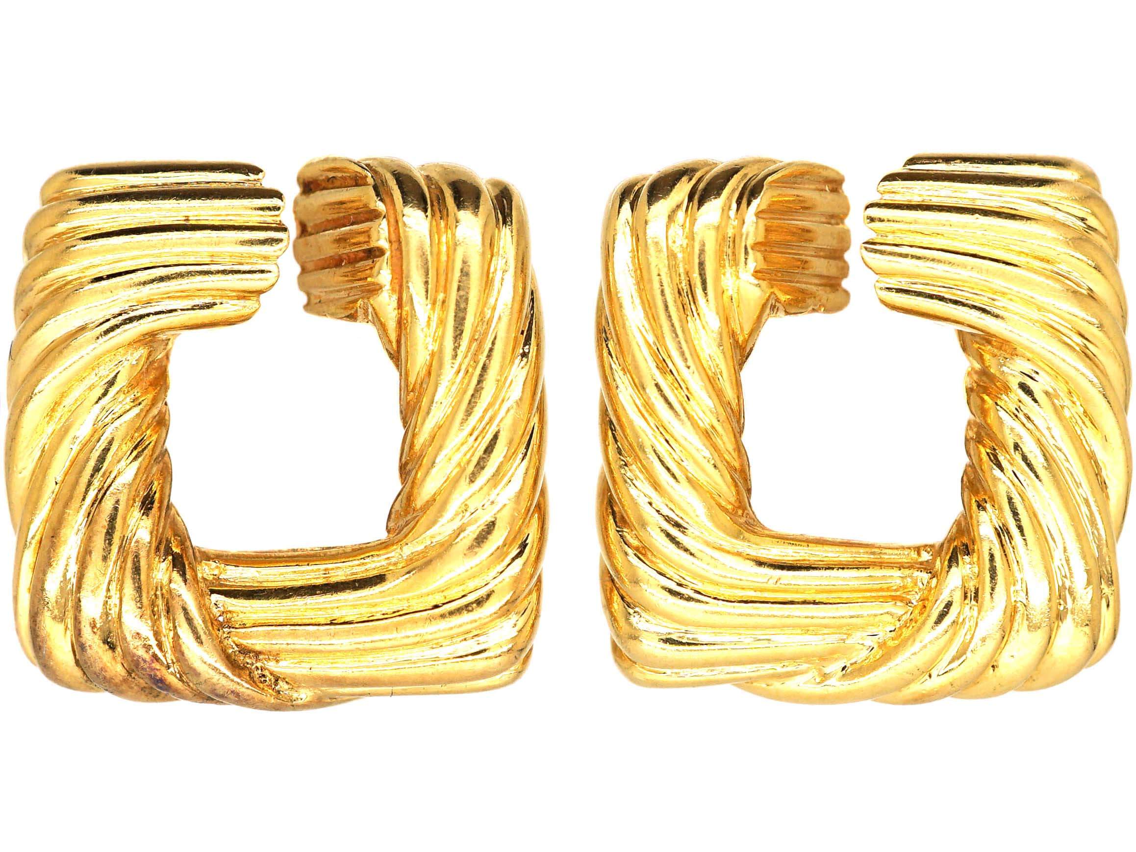 Vintage 18ct Gold Clip On Earrings by Hermes