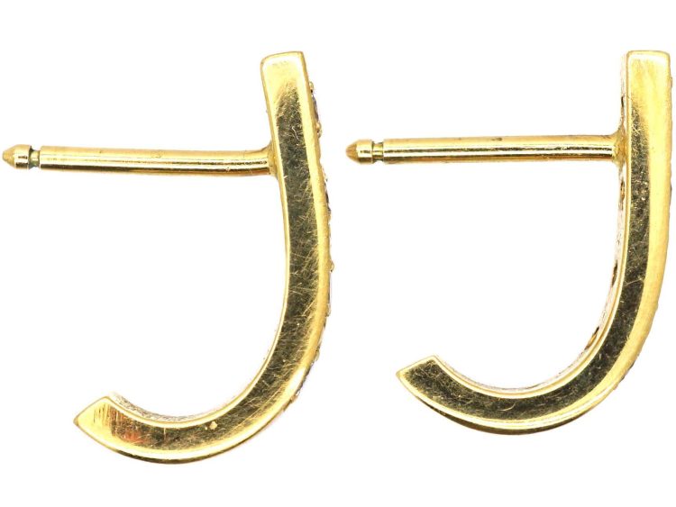 18ct Gold & Diamond Half Hoop Earrings