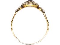 Georgian 9ct Gold Cluster Ring set with a Pink Tourmaline & Natural Split Pearls