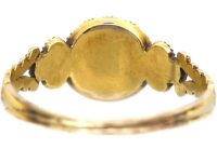 Georgian 9ct Gold Cluster Ring set with a Pink Tourmaline & Natural Split Pearls