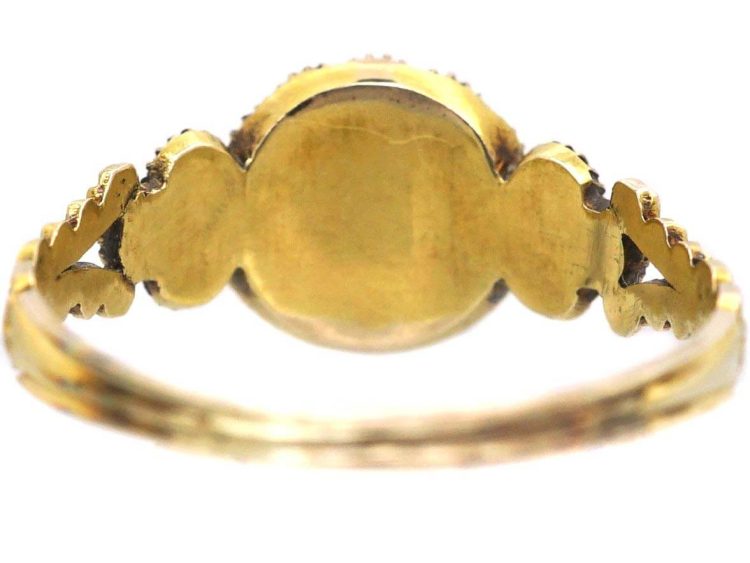 Georgian 9ct Gold Cluster Ring set with a Pink Tourmaline & Natural Split Pearls