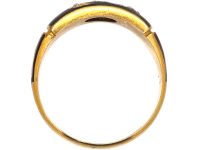 Victorian 18ct Gold & Black Enamel & Diamond Flower Ring