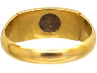 Victorian 18ct Gold & Black Enamel & Diamond Flower Ring