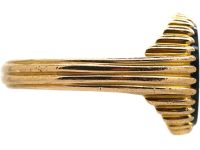 Victorian 18ct Gold Signet Ridged Design Ring set with a Bloodstone