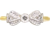 Art Deco 18ct Gold & Platinum Bow Ring set with Diamonds Art Deco 18ct Gold & Platinum Bow Ring set with Diamonds