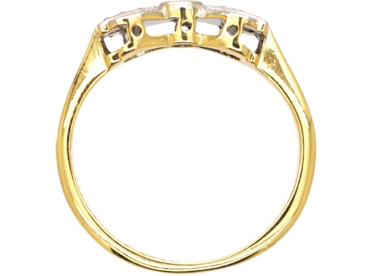 Art Deco 18ct Gold & Platinum Bow Ring set with Diamonds
