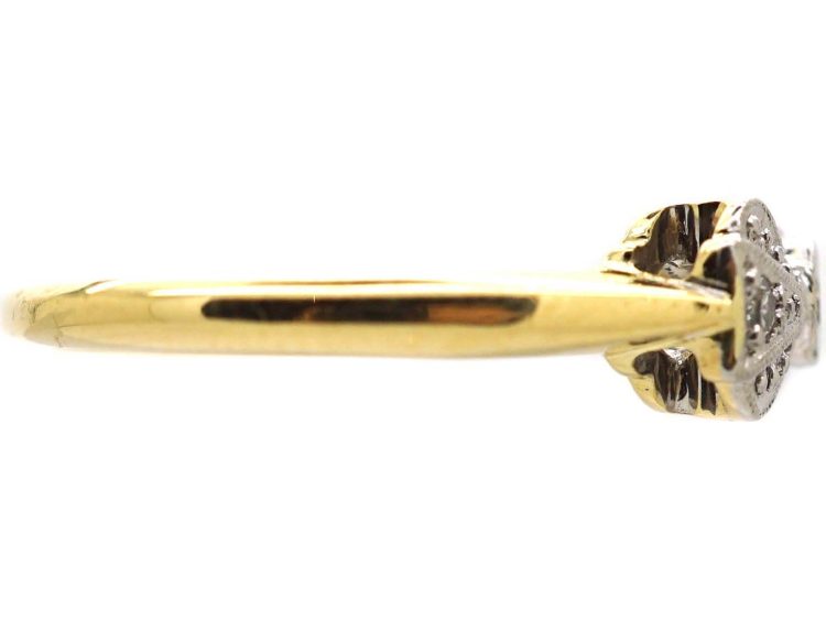 Art Deco 18ct Gold & Platinum Bow Ring set with Diamonds