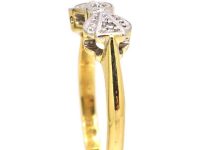 Art Deco 18ct Gold & Platinum Bow Ring set with Diamonds