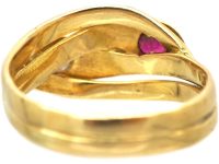 Victorian 18ct Gold Snake Ring set with a Ruby & a Diamond