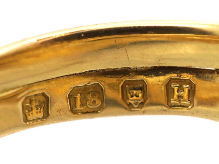 Victorian 18ct Gold Snake Ring set with a Ruby & a Diamond