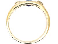 Victorian 18ct Gold Rub Over Set Sapphire & Diamond Three Stone Ring