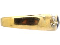 Victorian 18ct Gold Rub Over Set Sapphire & Diamond Three Stone Ring