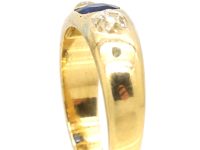 Victorian 18ct Gold Rub Over Set Sapphire & Diamond Three Stone Ring