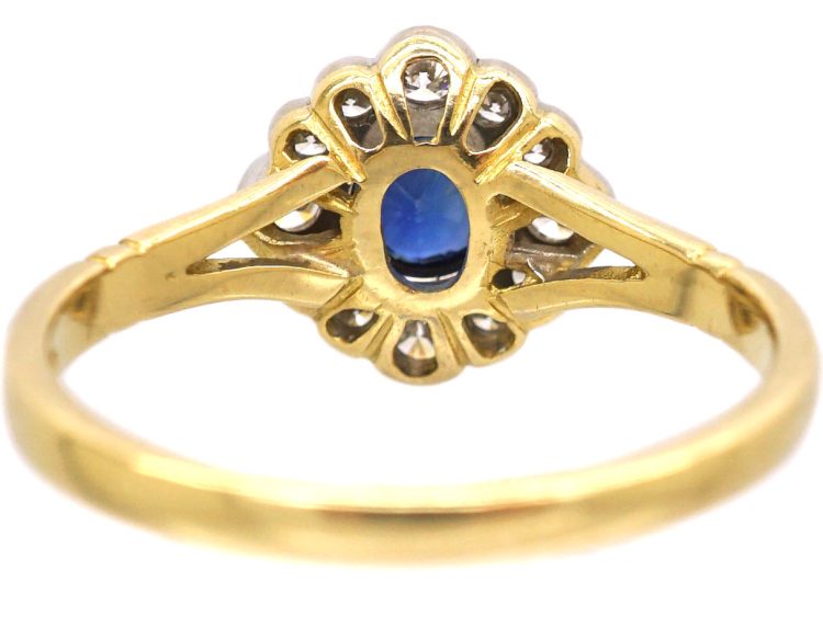 18ct Gold Sapphire & Diamond Cluster Ring