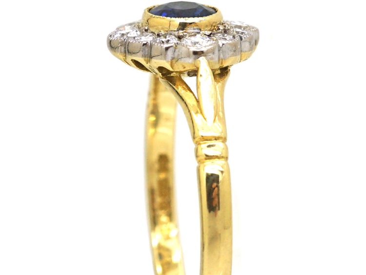 18ct Gold Sapphire & Diamond Cluster Ring