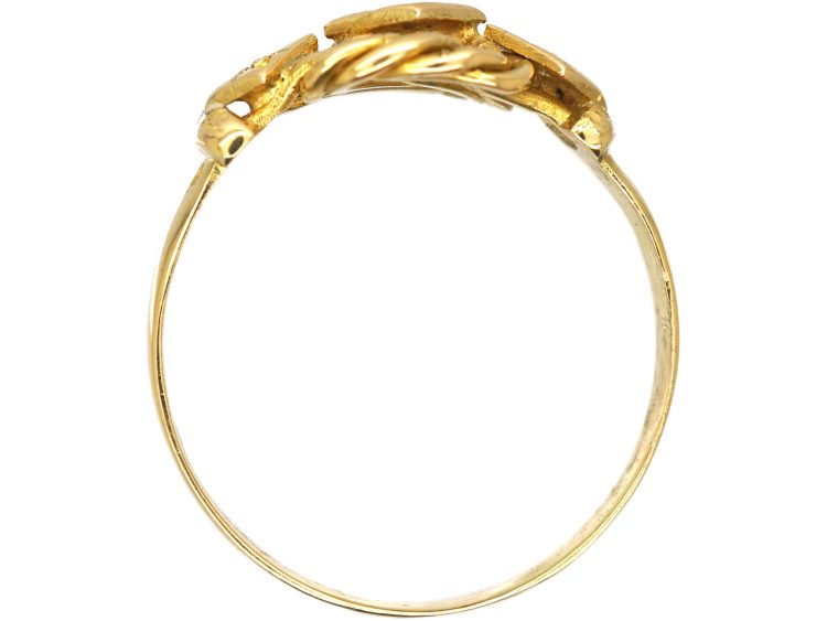 Edwardian 18ct Gold Lover's Knot Ring set with Three Diamonds