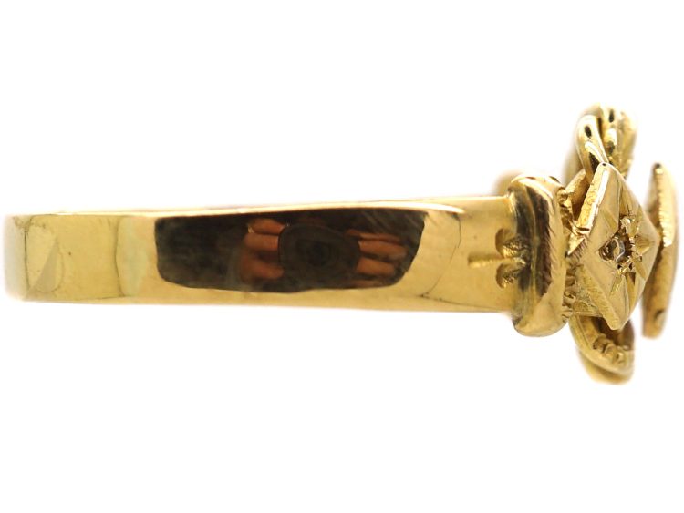 Edwardian 18ct Gold Lover's Knot Ring set with Three Diamonds