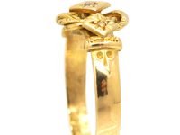 Edwardian 18ct Gold Lover's Knot Ring set with Three Diamonds