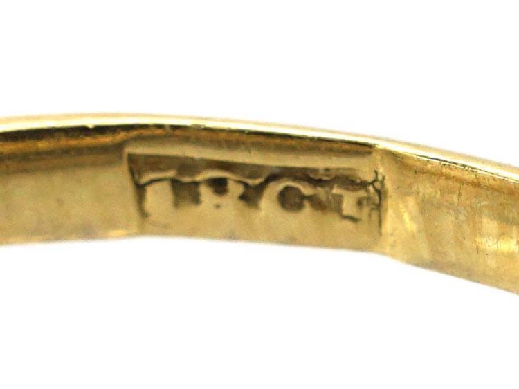 Edwardian 18ct Gold & Platinum, Three Stone Rectangular Cut Sapphire & Diamond Ring