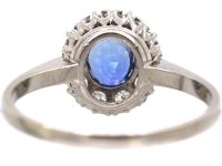 Early 20th Century 18ct White Gold, Sapphire & Diamond Oval Cluster Ring