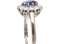 Early 20th Century 18ct White Gold, Sapphire & Diamond Oval Cluster Ring