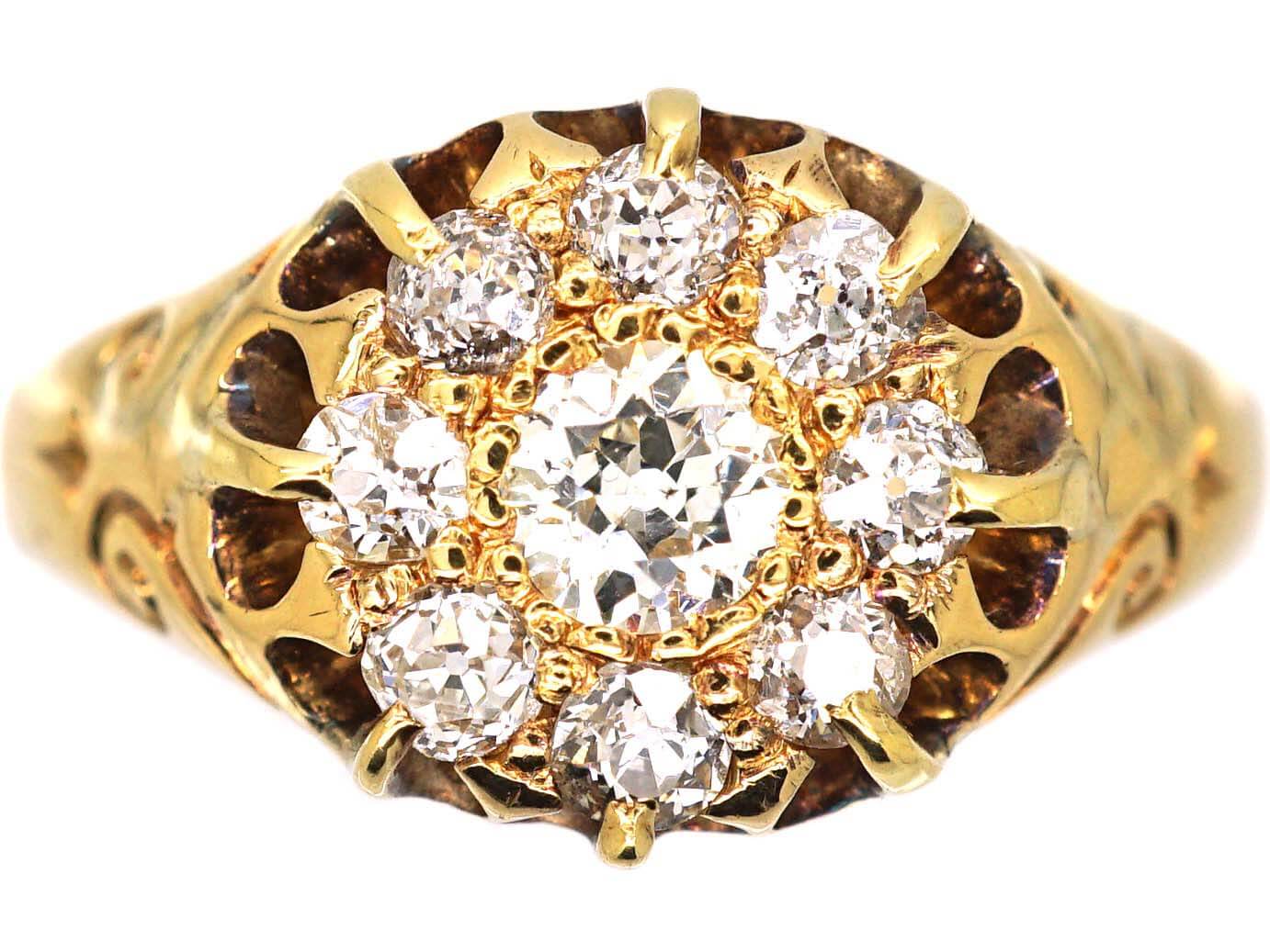Edwardian 18ct Gold Diamond Cluster Ring