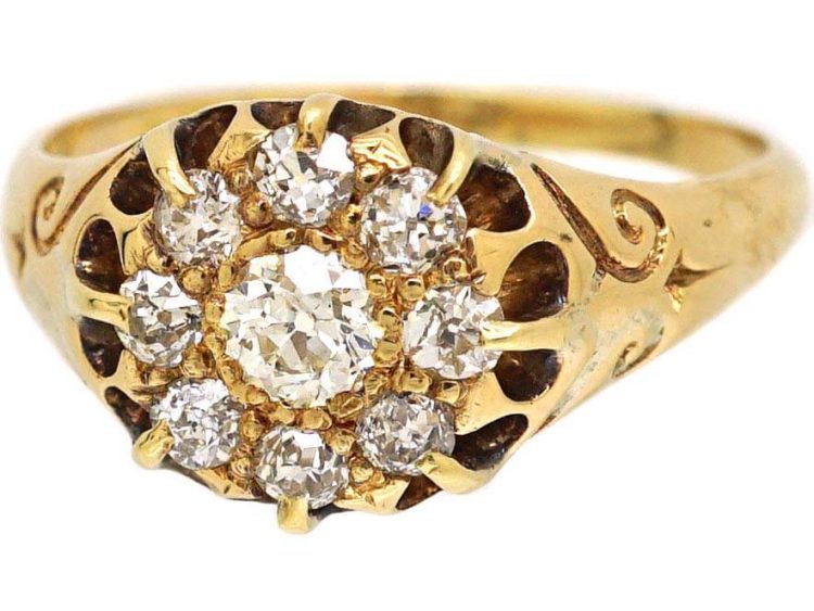 Edwardian 18ct Gold Diamond Cluster Ring