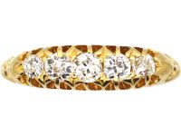 Edwardian 18ct Gold, Five Stone Claw Set Diamond Ring