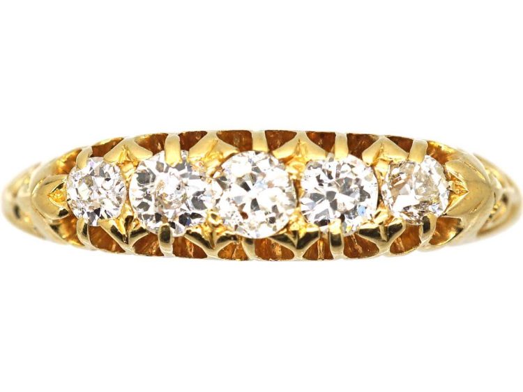 Edwardian 18ct Gold, Five Stone Claw Set Diamond Ring
