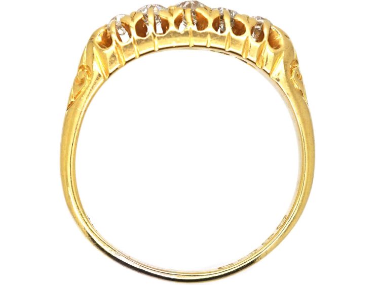 Edwardian 18ct Gold, Five Stone Claw Set Diamond Ring